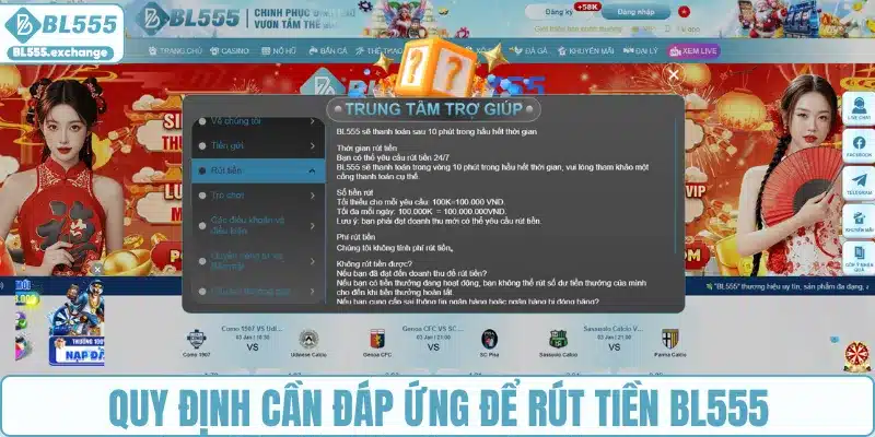 Quy định cần đáp ứng để rút tiền BL555